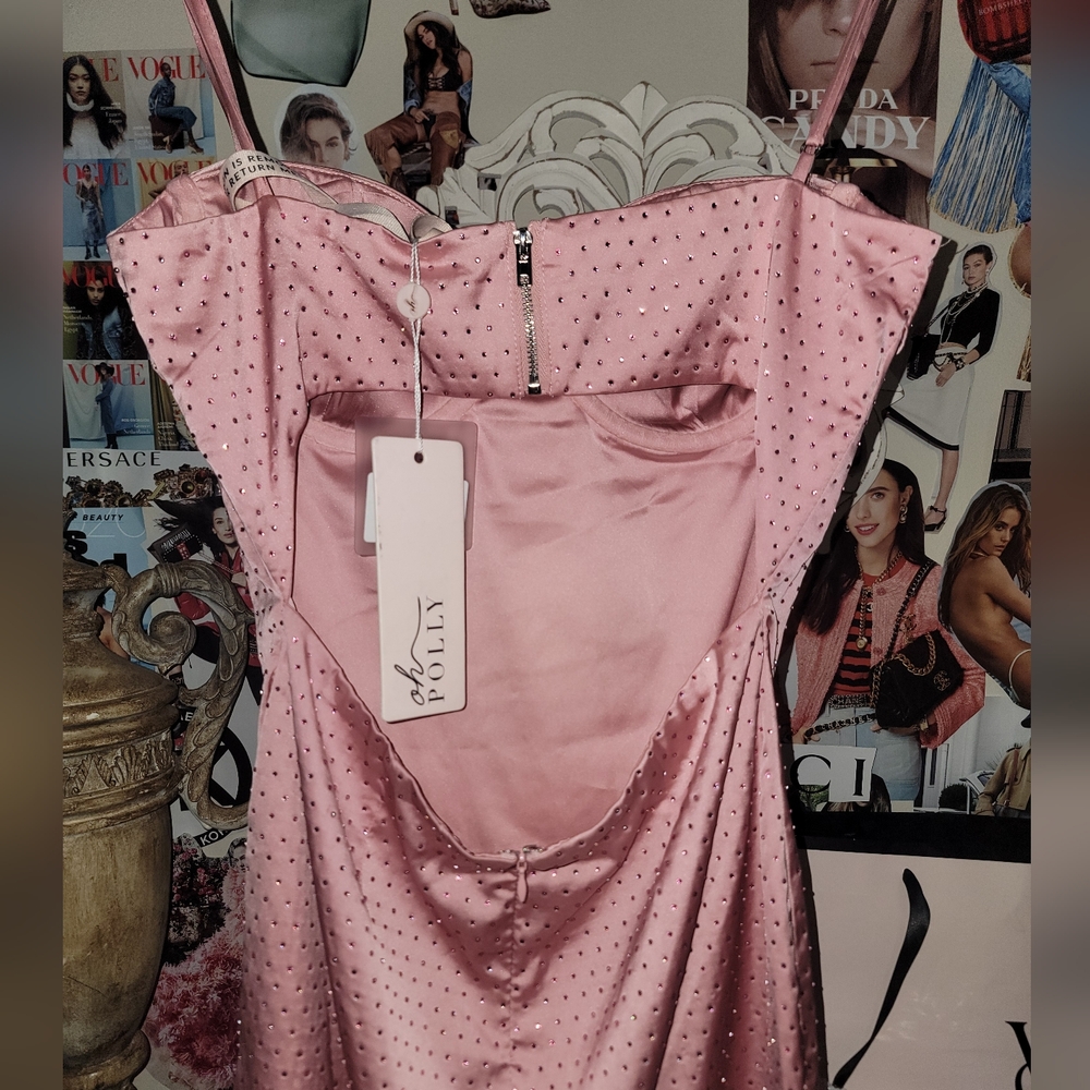 NWT Oh Polly Pink Bling Regal Fantasy Assymetrical Dress - Picture 8 of 14